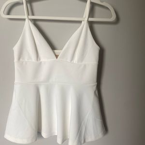 H&M Deep-V Peplum Tank (Ivory, size 6, like new)